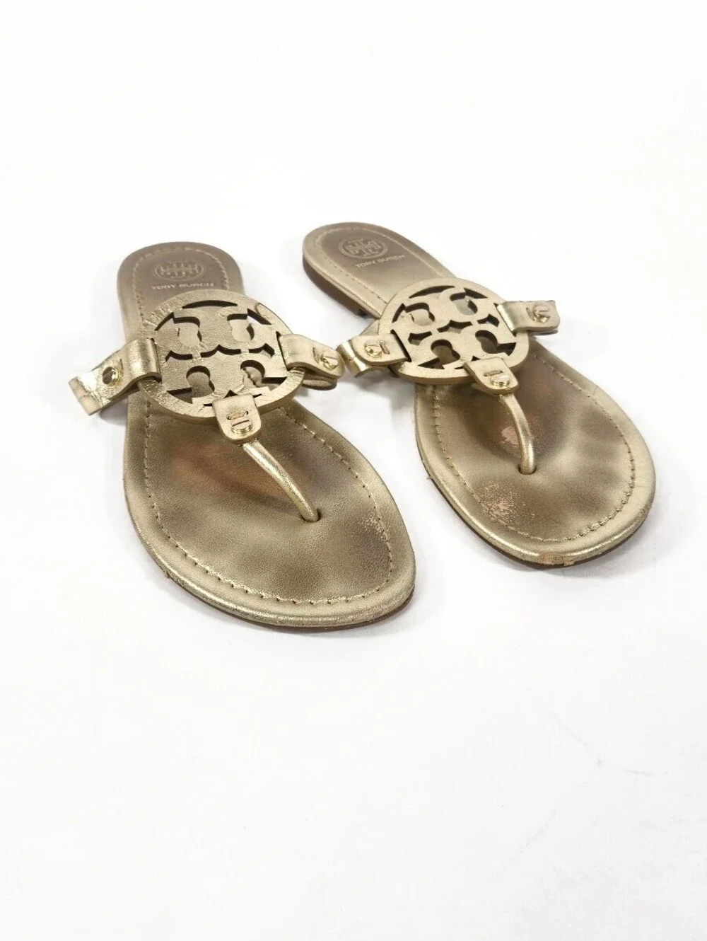 Tory Burch Gold Miller Sandals Size 8